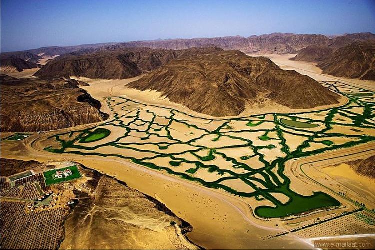 The irrigation system in the desert of Wadi Rum, Jordan